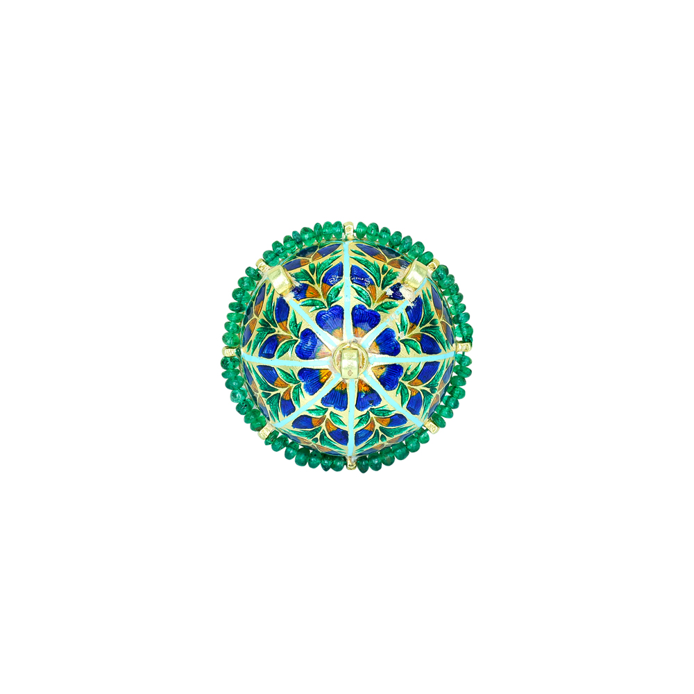 Traditional Polki Borla with Emerald Beads and Pearl String